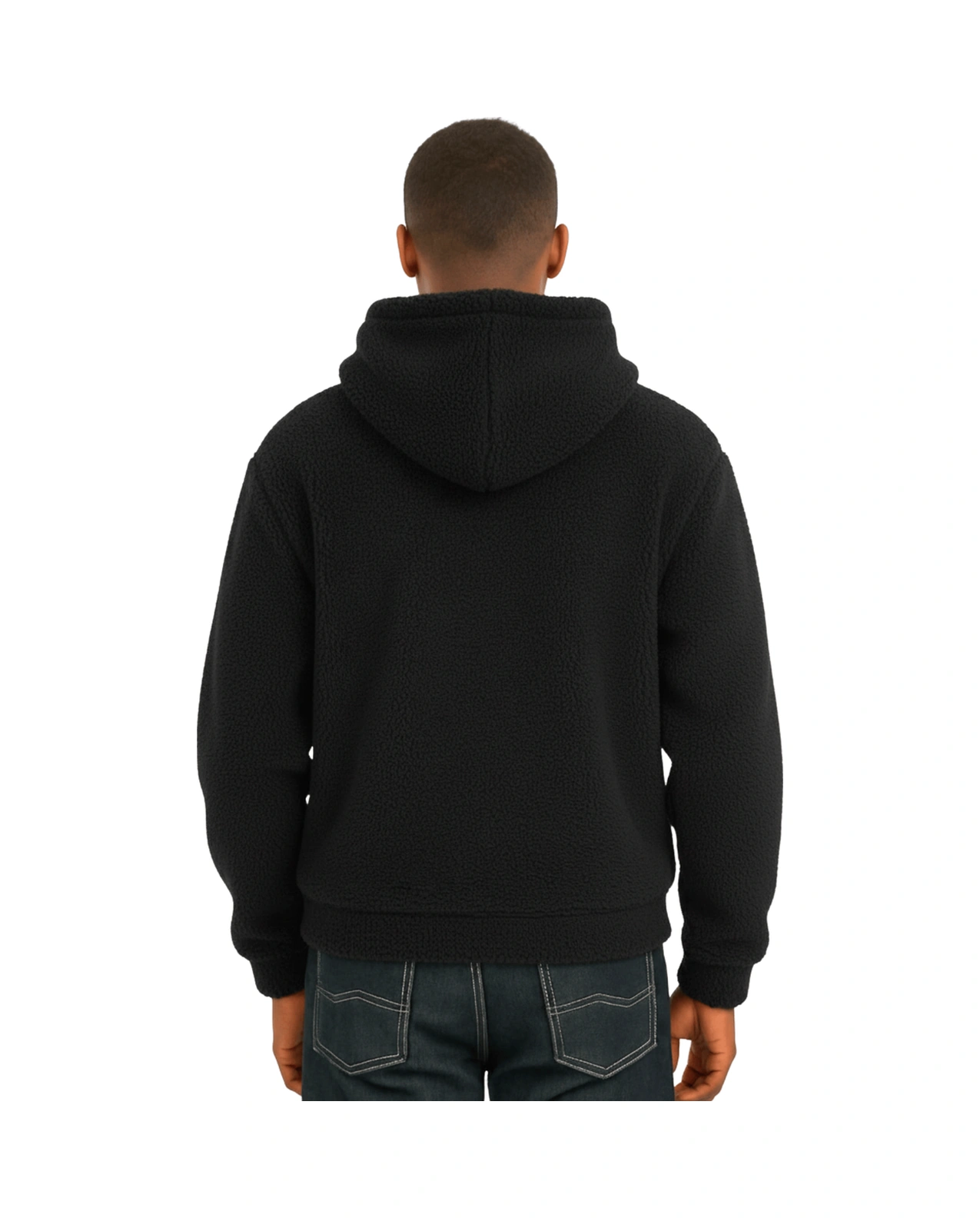 Genius Store Genıus Store Erkek Kapüşonlu Polar Sherpa Kuzu Kumaş İçi Şardonlu Kapüşonlu Sweatshırt Sherpa-kap Siyah