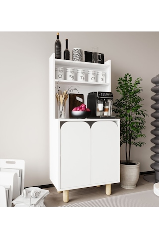 Parma 2 Kapaklı Mutfak Dolap, Kahve Köşesi, Çok Amaçlı Dolap Beyaz