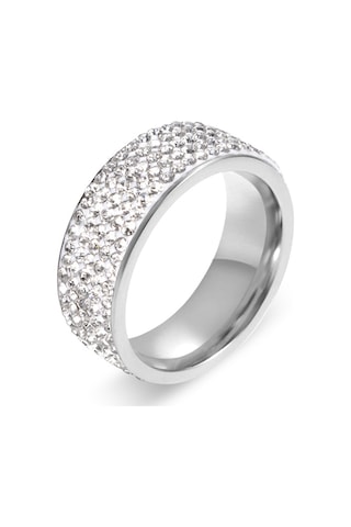 Stainless Steel Eternity Ring For Wedding Band Engagement Promise Crystal And Rhinestones Inlaid Circle Round, 57 Mm, Us Size:10, Inner Diameter: 20 Mm, Perimeter: 62.8 Mm Çok Renkli