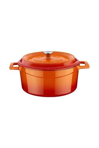 Döküm Yuvarlak Tencere, Trendy, 24 Cm, Turuncu Çok Renkli