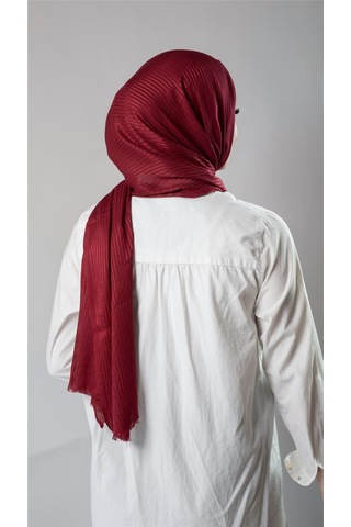 Bordo İnce Çizgili Şal Viskon Kumaş Bursa Dolama 202111 16 Bordo