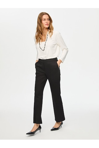 Faik Sönmez Önü Dikiş Detaylı Wide Leg Fit Örme Pantolon S26pnt017 Us26pnt01710 Siyah