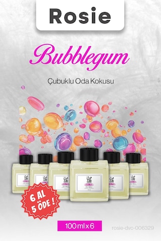 Bubblegum Sakız 6 Al 5 Öde, Rosie Çubuklu Oda Kokusu 100 Ml Fresh