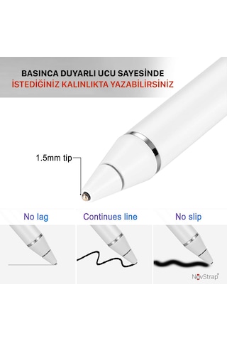 NovStrap Lenovo Tab M10/M10 Plus/M8/Yoga/P11 Plus Uyumlu Dokunmatik Kalem Pencil Active Stylus Kalem