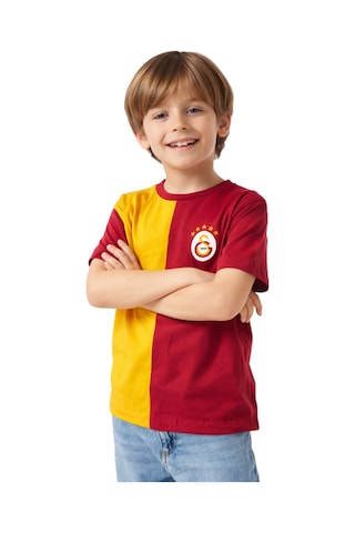 Galatasaray Parçalı Sarı-kırmızı 5 Yıldız Çocuk T-shirt Kırmızı - Sarı