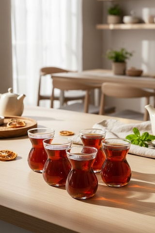 Snippy Tea - 6'lı Cam Çay Bardağı Cam Çay Seti 170 Cc Cam