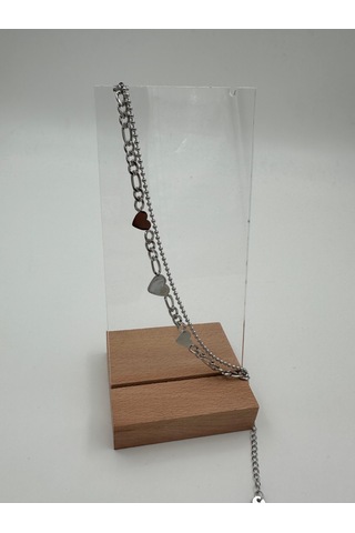 Xbaby Üç Kalp Şekilli Gümüş Renk İkili Çelik Bileklik Gümüş