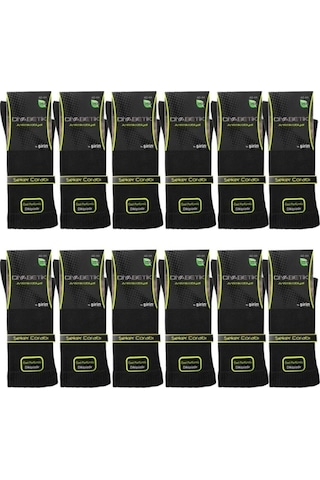 Şirin Erkek Diyabetik Çorap Özel Parfümlü Şeker Çorabı 40-44 (12 Adet) Siyah 40/44 Siyah