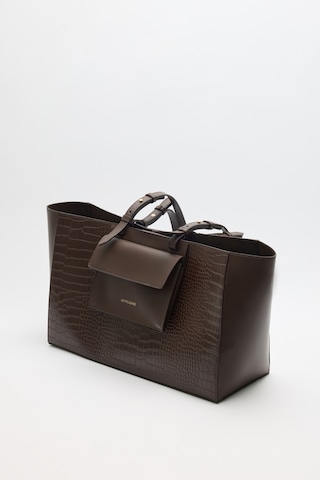 Lutvelizade Çanta 2601 Croc Kumaş Shopper Acı Kahve Croc Kadın Çanta