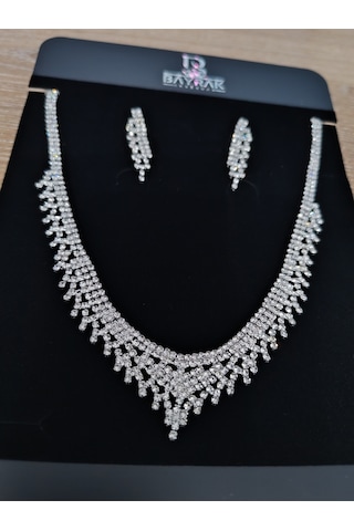 Zirkon Takı Seti 2li Kolye Küpe Silver