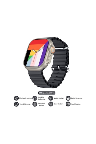 Harvox Hk 11 Ultra 3 Amoled Akıllı Saat Iphone Ve Android Tüm Telefonlara Uyumlu 49 Mm Gümüş