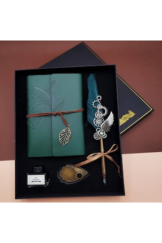Özel Üretim Objesi Masaüstü Gereci Yazı Aracı Mürekkepli Divit Kalem Ve Defter Set Çok Renkli