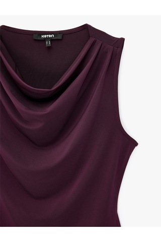 Koton Slim Fit Kolsuz Drapeli Degaje Yaka Atlet Mürdüm 7wak10101ek Mor