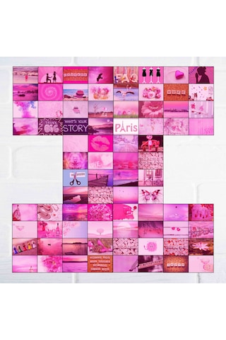 Pinterest Aesthetic Pembe Duvar Posteri Kolaj 80 Adet 10x15 Cm