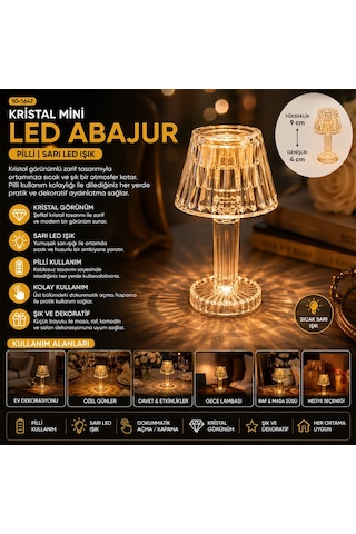 Yakut-9878 Kristal Damlalı Mumluk Ve Mini Pilli Masa Lambası Abajur- 24'li Paket Diğer