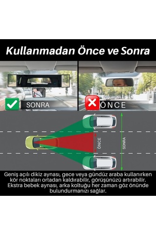 Lexroo Dışbükey Geniş Açılı Araç Dikiz Aynası Ayarlanabilir Kör Nokta Aynası Araç İçi Kontrol Aynası