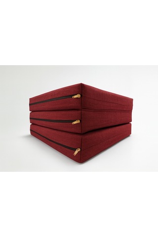 Bordo Katlanır Sünger Misafir Yer Yatağı Ve Balkon Minderi 7cm Bordo