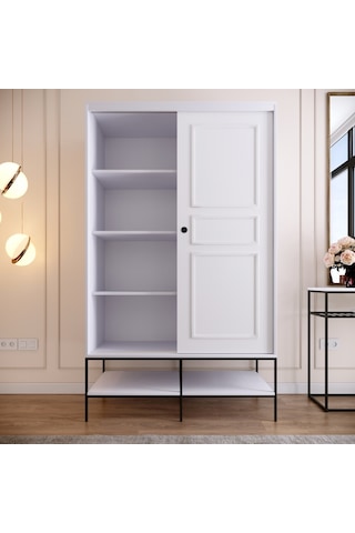 Pasific Home Martin 2 Kapaklı Sürgülü Gardırop Elbise Dolabı Parlak Beyaz 120 CM