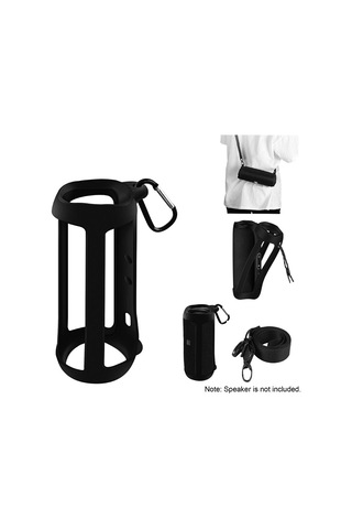 Singree Jbl Flip 5 Taşınabilir Hoparlör Kılıfı - Sırt Askılı Ve Tırmanma Kancalı Siyah/kırmızı Silikon Korumalı Kılıf