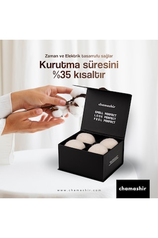 4'lü Doğal Yün Kurutma Topu Ve Kurutma Mendili Seti Çamaşırlarda Ekstra Yumuşaklık Beyaz