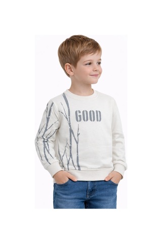 Baglan Erkek Çocuk Önü Arkası Baskılı Sweatshirt Bgl-st05240 Ekru
