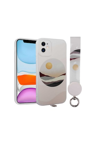 Apple Uyumlu iPhone 11 Kılıf Desenli El Askılı İpli Zore Arte Silikon Kapak NO2