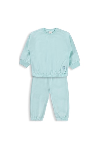 Civil Baby Kız Bebek Düz Basic Kalpli 6-18 Ay Takım - Yeşil Su Yeşili