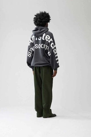American Rag Cie Slightly Oversized Unisex Logo Line Hoodie - Rahat Ve Şık Kapüşonlu Süveter Siyah