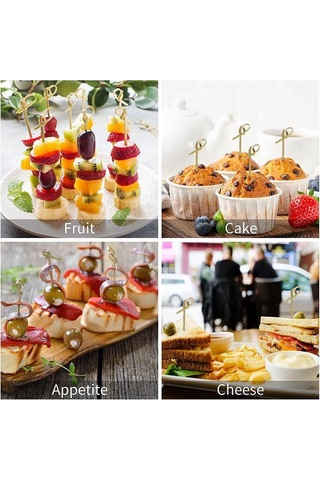 Vkemall 200 Adet Doğal Bambu Kokteyl Çubuğu - 12 Cm Meyve Şişleme Ve Süsleme İçin Diğer