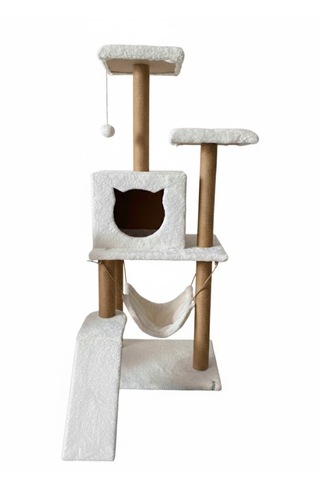 Missidea S9 Kedi Tırmalama Kulesi Platformlu 124 Cm Beyaz