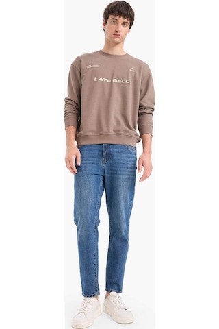 Defacto Boxy Fit Bisiklet Yaka Baskılı Sweatshirt F0117ax25aubn571 Kahve