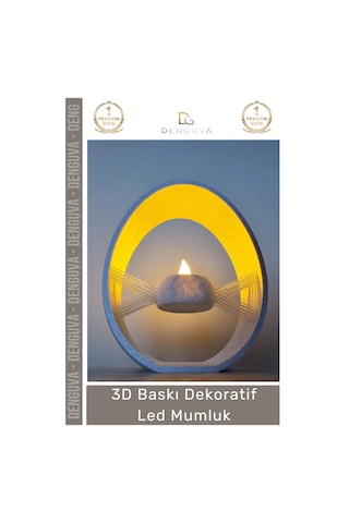 Modern Estetik Ev Hediyesi Ofis Tasarım Led Işıklı Masaüstü 3d Baskı Dekoratif Mumluk - 1 Adet Çok Renkli