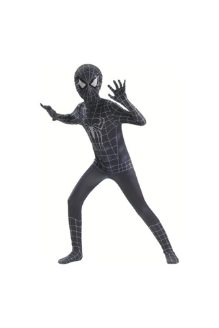 Spider-man Kostümü - Siyah Gerçekçi 1.35 - 1.50 Boy
