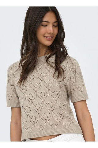 Only Onlsunny S/s Structure Pullover Knt Kadın Beige Kazak - 15350928 Bej