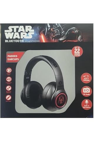 Star Wars Darth Vader Bluetooth Kulaklık Led Işıklı Mikrofonlu Kablosuz Radyolu Lisanslı Sw-2021-ds