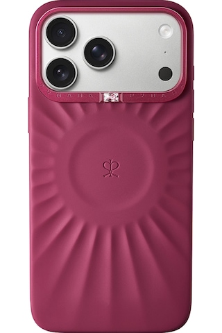 Apple Apple iPhone 17 Pro Max Uyumlu Kılıf Kabartma Tasarım Metal Kamera Çerçeveli Pynana Starlight Kapak Bordo