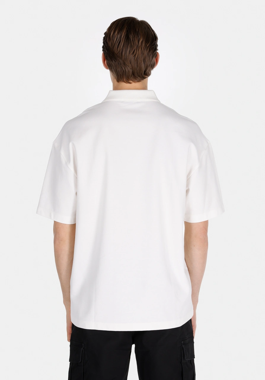 Colin's Colins Oversize Fit Polo Yaka Düz Erkek Beyaz Kısa Kol Tişört Cl1073162 Q1.v1 Ofw Beyaz