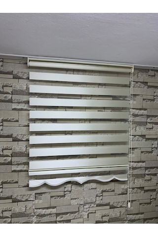 Bambu Acık Krem Renk Zebra Perde (Etekli)