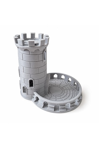 3d Baskı Spiral Merdivenli Zar Kulesi Gri 15 Cm Frp Ve Kutu Oyunları İçin Dice Tower Masaüstü Oyun Aksesuarı