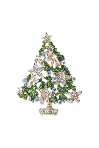 Kadınlar Kızlar İçin Noel Broş Pinleri Takı Avusturya Kristali Muhteşem Kış Dilek Ağacı Noel Süslemeleri İçin Küçük Yıldız Broşu Çok Renkli