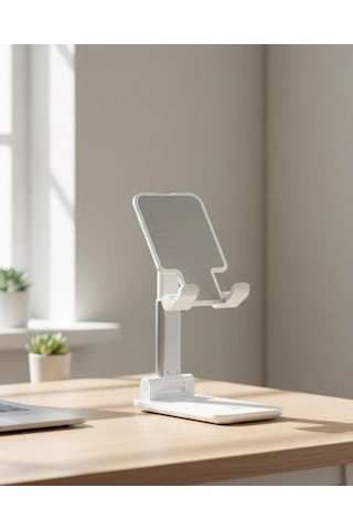 Ceylan Adam Ayarlanabilir Ergonomik Katlanabilir Masaüstü Telefon Tutucu Beyaz