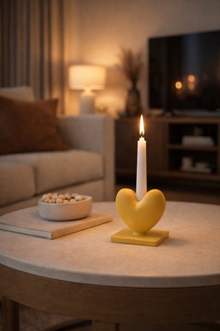 Dekoratif Kalpli Şamdan Romantik Mumluk Sarı