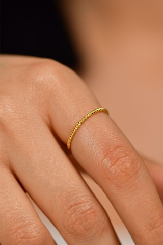 Burgu Desen Gold Minimal Gümüş Yüzük R10008