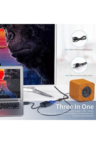 Essager Hdmı Uyumlu Vga Adaptör Kablosu 1080 P 3.5 Mm Jack Dönüştürücü Video Aux Ses Hdmı Uyumlu Vga Splitter Dizüstü Bilgisayar İçin