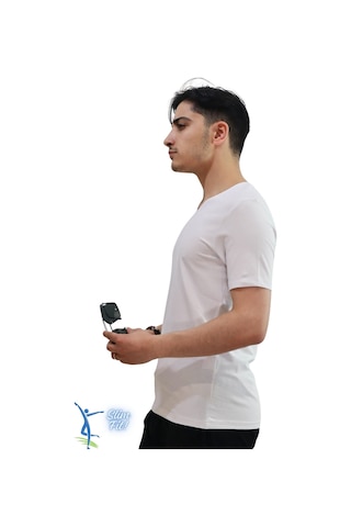 Sermoda Erkek Slim Fit V Yaka Tişört - Dar Kesim Basic Günlük T-shirt Beyaz