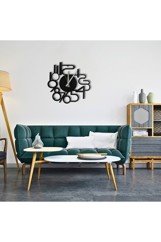 Ev, Ofis Ve Kafe Dekoru Için Sessiz Duvar Saati 40 Cm Siyah Met Siyah