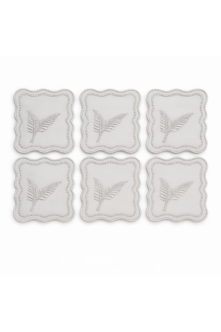 Upeka 6'lı Tela Peçete Bardak Fincan Altlığı Gümüş İşlemeli Kokte