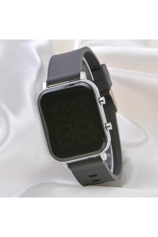 Yeni Siyah Silikon Kordonlu Unisex Genç Kız Kadın Çocuk Led Kol Saati St-304106