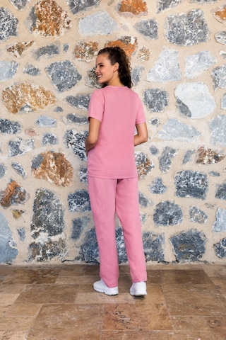 Doreanse Kadın Pamuk Pembe Kısa Kol T-shirt Pijama Takımı 24y4000-standart Standart