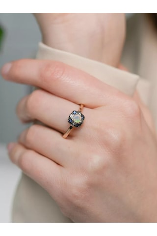 Lamponi 925 Ayar Gümüş Taşlı Opal/safir/zirkon Gümüş Yüzük 184365395 Altın